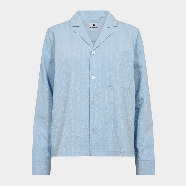 Ljusblå bambu pyjamasskjorta i seersucker kvalitet