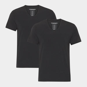 Sorte slim fit v-hals bambus T-shirts - 2 pak S   Copenhagen Bamboo