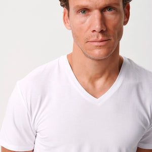 Hvide slim fit v-hals bambus T-shirts - 2 pak    Copenhagen Bamboo