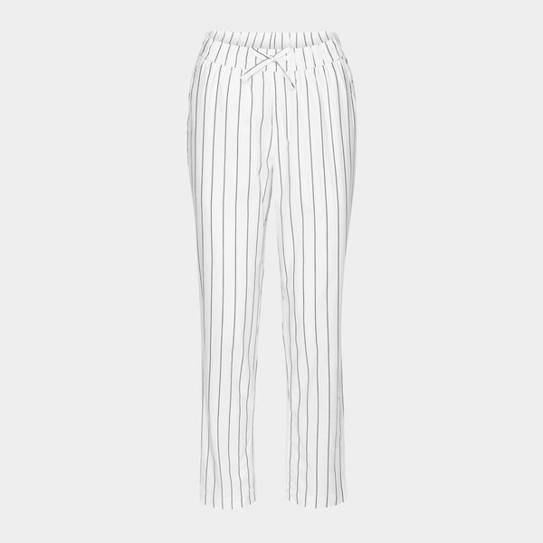 Vita bambu pyjamasbyxor med smala grå ränder
