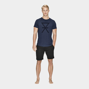 Navy crew neck bambus T-shirt med print    JBS of Denmark